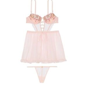 Elegant Pink Floral Lingerie